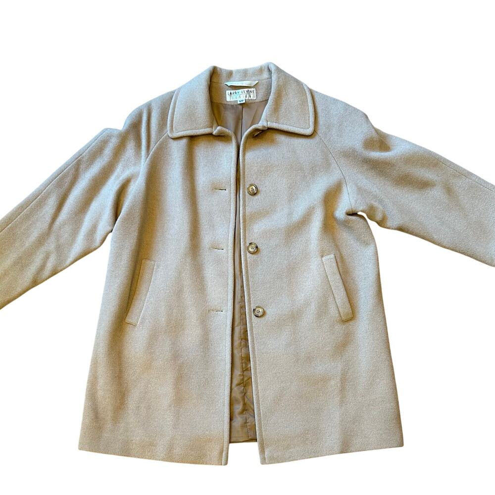 Larry Levine 100% Camel Hair Coat – Women’s Tan Pea Coat, Italian Fabric